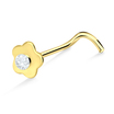 Flower Shaped Silver With Stone Curved Nose Stud NSKB-24
